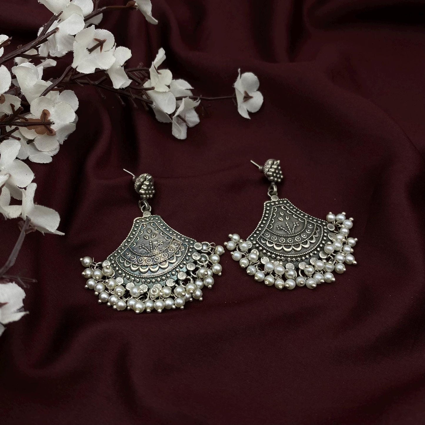 Oxidized Silver Earrings Set - Ethnic Jhumka, Evil Eye, Peacock & Pearl Danglers by Quirky Fashions | Gift pack | Customized gifts for her