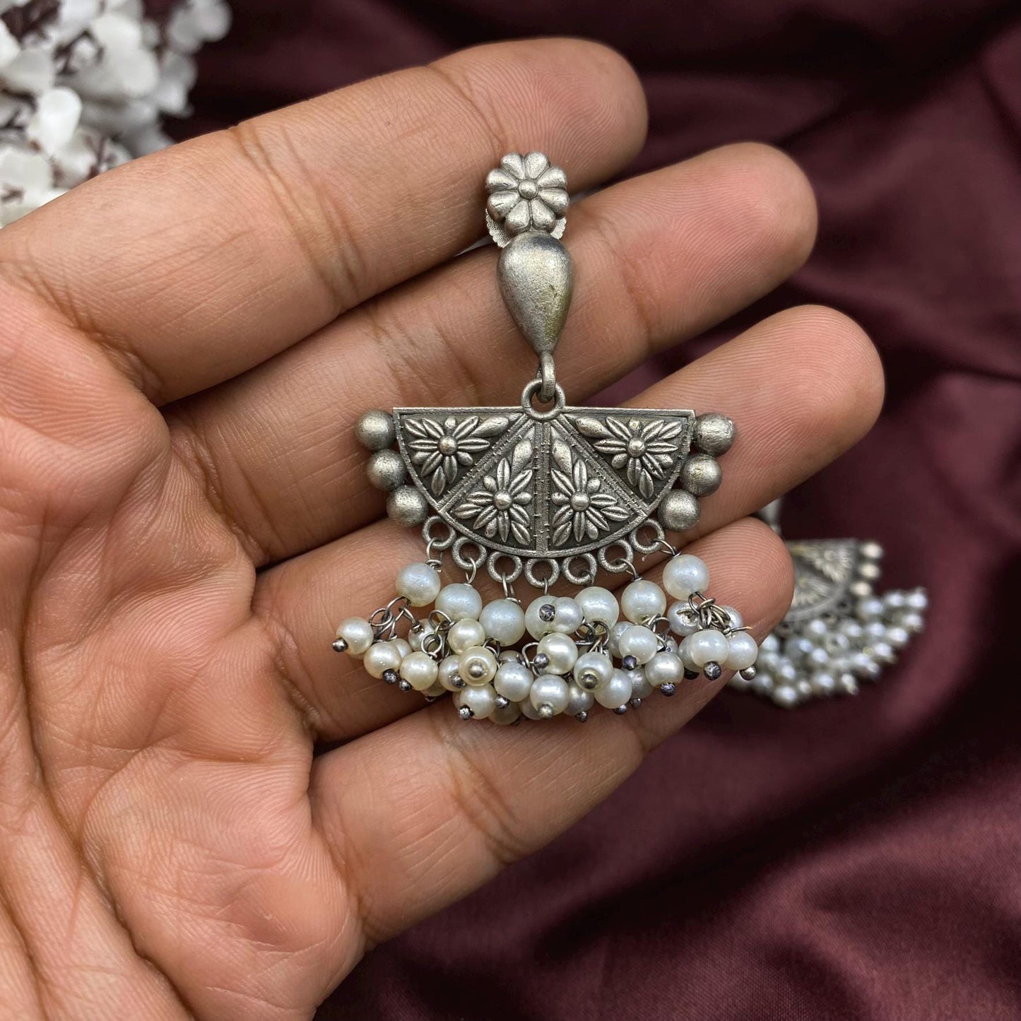 Oxidized Silver Earrings Set - Ethnic Jhumka, Evil Eye, Peacock & Pearl Danglers by Quirky Fashions | Gift pack | Customized gifts for her