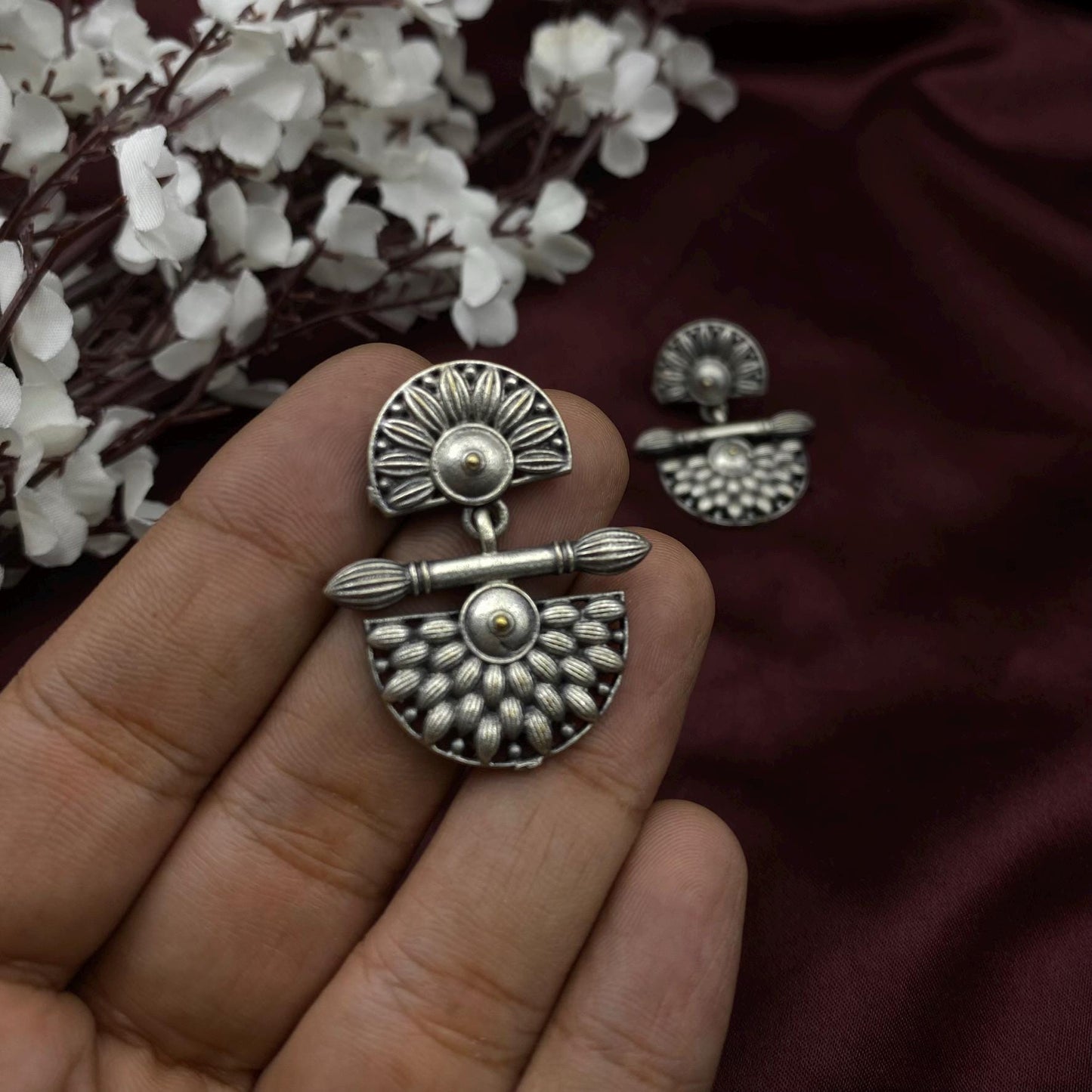 Quirky Fashions Silver Oxidized Black Polish Stud Earrings | casual wear | Daily Wear | Diwali Gifts