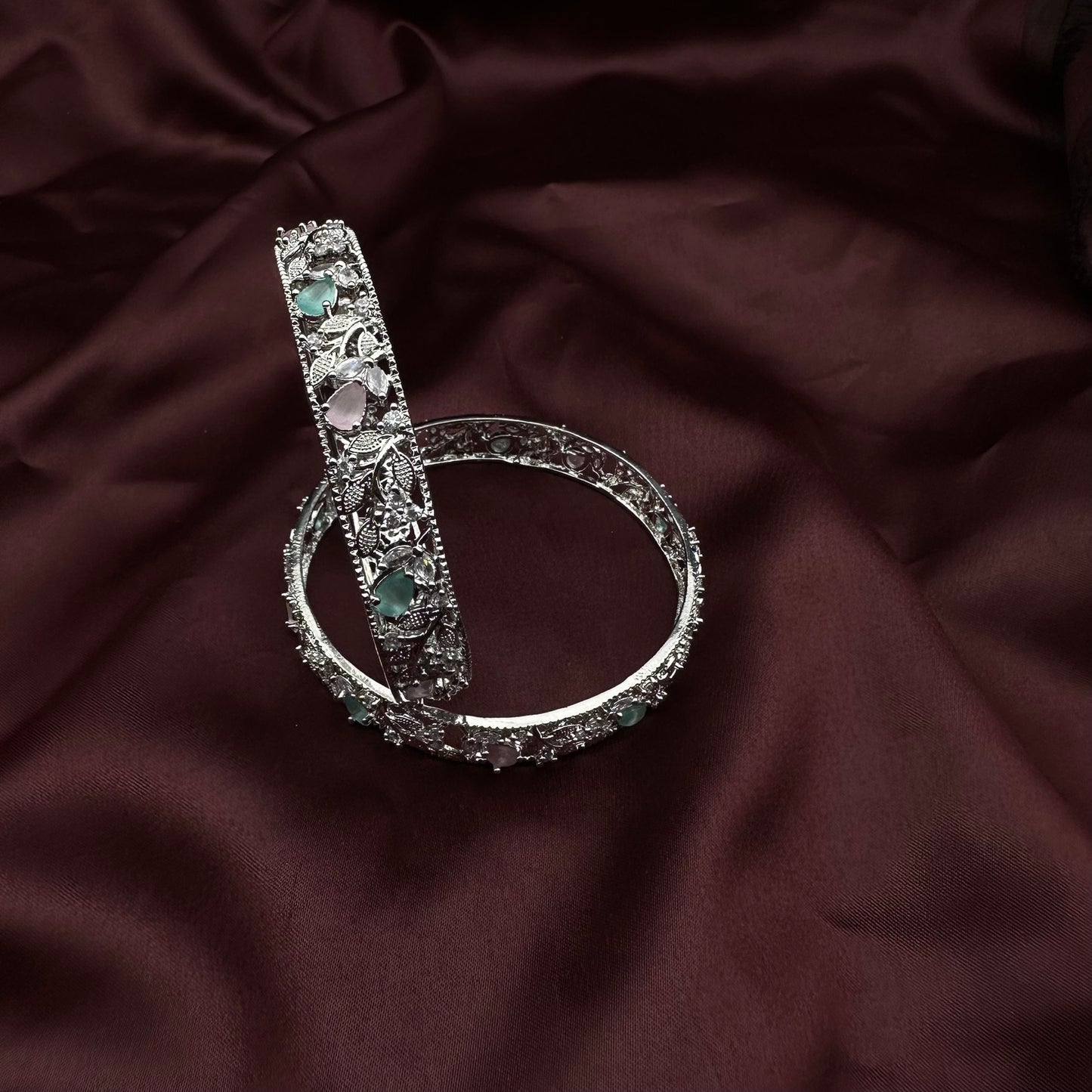 Quirky Fashions Radiant Glow: A White Stone Bangle for Indian wedding wear bridal jewelry Punjabi wedding designer jewelry gift for her