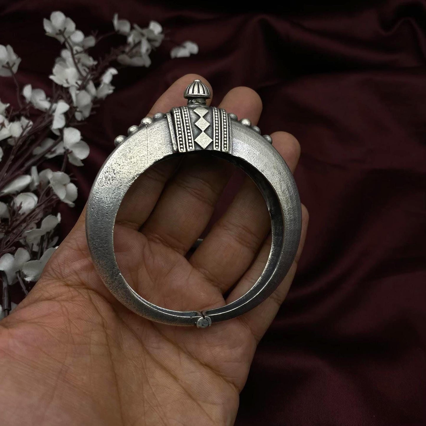 Vintage Tribal Oxidized Silver Kada Bangles | Ethnic Openable Cuff Bracelet for Women | Antique Boho Jewelry by Quirky Fashions