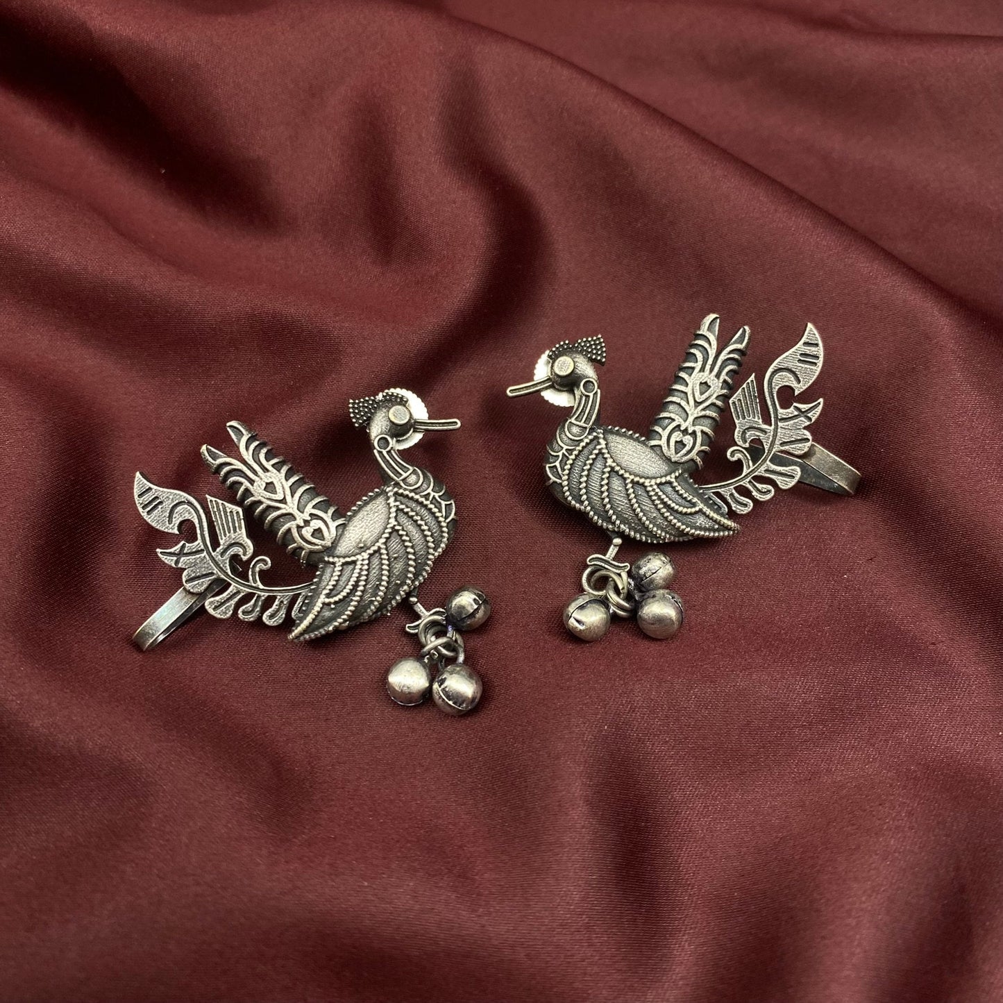 Peacock bird Indian oxidised silver earring tribal ethnic antique gift for her mother day special gift birthday & anniversary gift