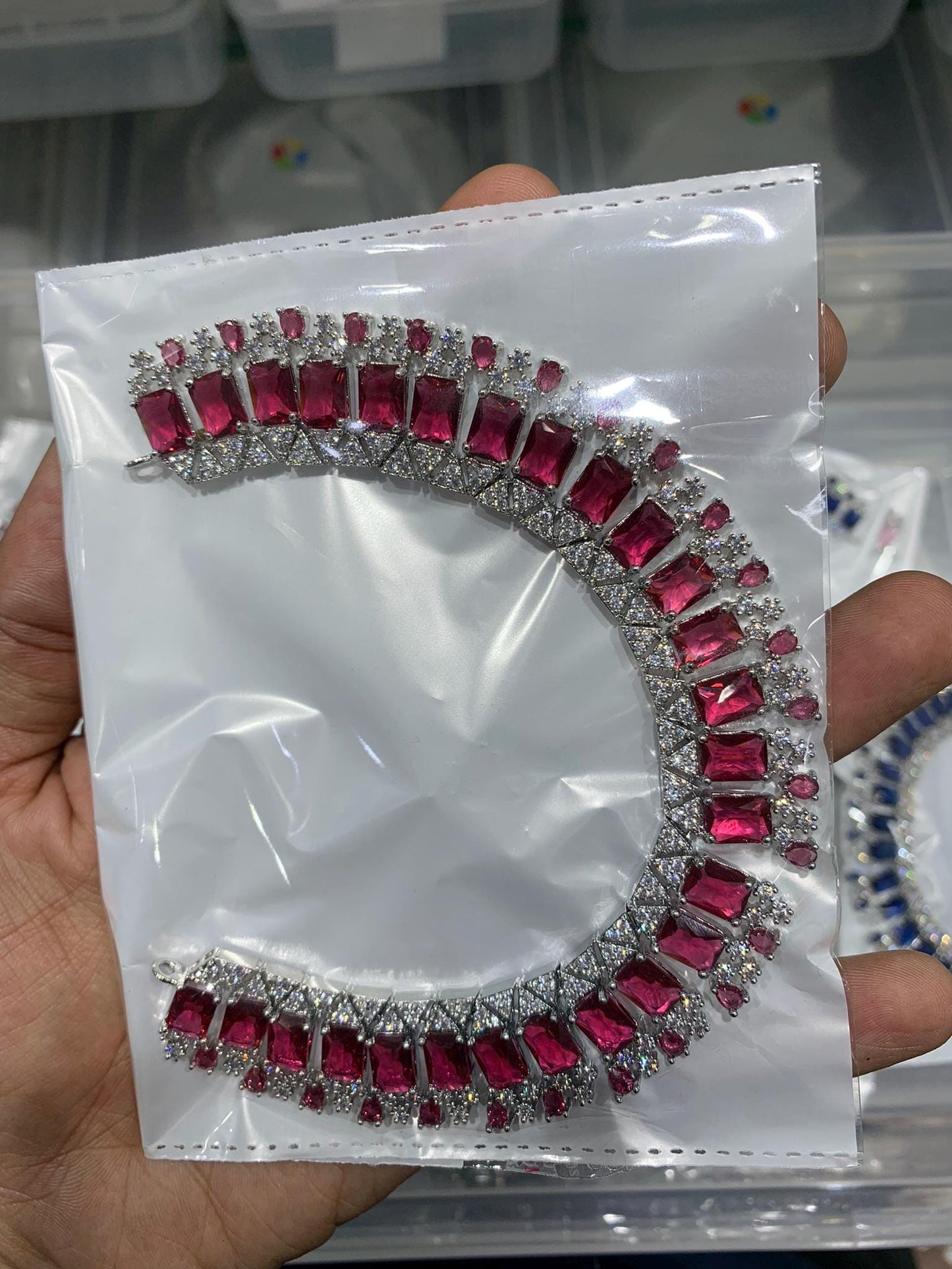 Emerald-Cut Multicolor American Diamond Necklace by Quirky Fashions | Celebrity Jewelry | Choker Style | Wedding Wear | Bridal Jewelry