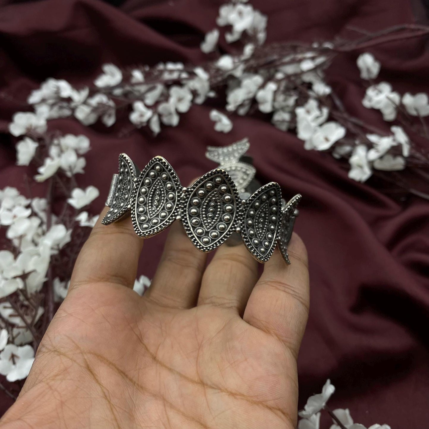 Set of 5 pc Indian Oxidised Silver kada bangles ethnic tribal antique vintage temple jewelry south indian jewelry wedding kadas