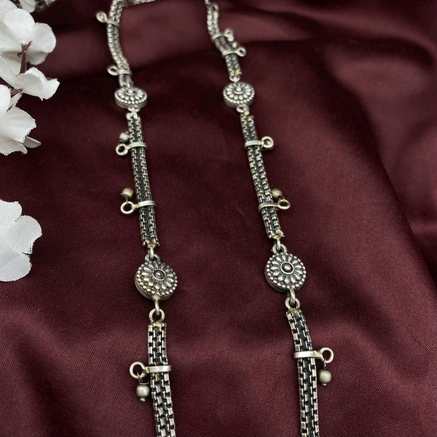 Boho Tribal Oxidized Silver Necklace Set with Hand-Painted Beads | Dangler Earrings & Pendant | Indian Ethnic Jewelry by Quirky Fashions