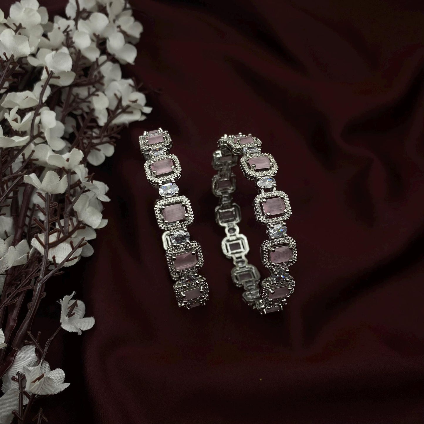 Quirky Fashions Elegant Mint Pink and Emerald Stone Round Bangle Size 2.6 bridal jewelry outfit| Indian Wedding jewelry | Designer Jewel
