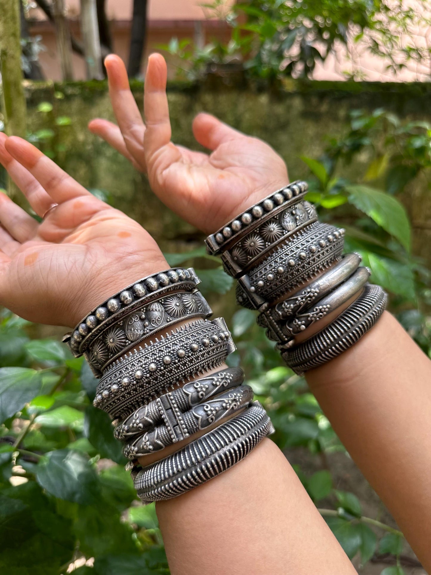 Quirky Fashions Premium Silver Replica Kada Bangle Set – Black Polish, Free Size, Available in Sets of 5 or 10