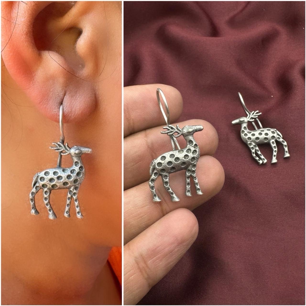 Deer Indian oxidised bugadi earring Animal earring tribal ethnic antique gift for her mother day special gift anniversary gift birthday gift