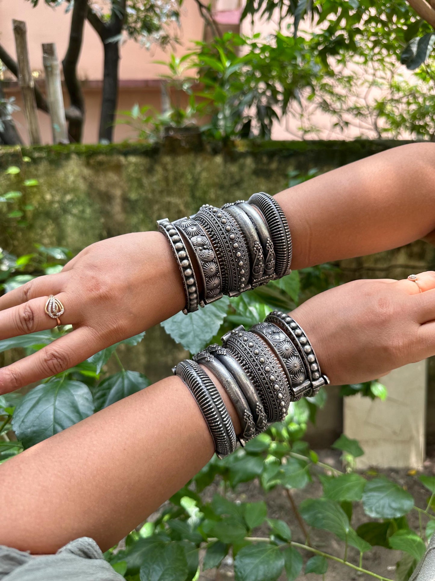 Quirky Fashions Premium Silver Replica Kada Bangle Set – Black Polish, Free Size, Available in Sets of 5 or 10