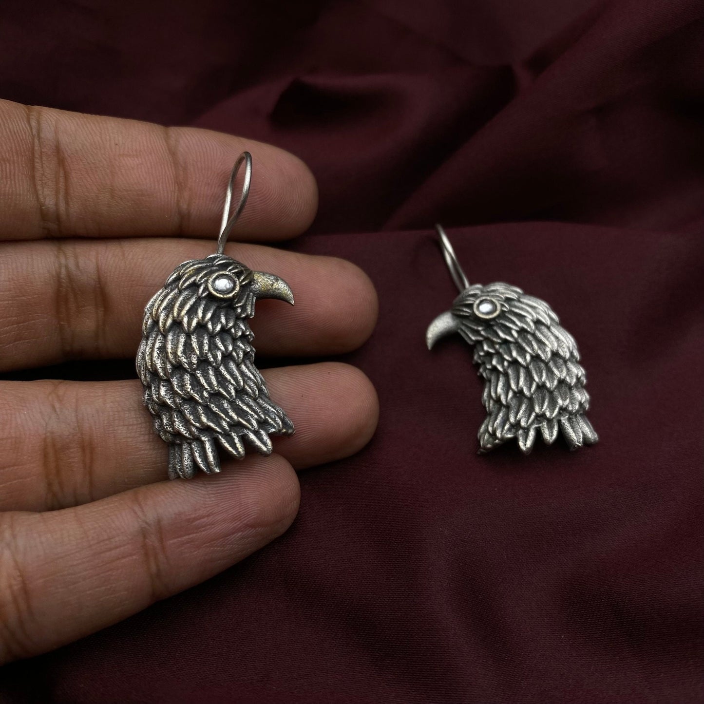 Quirky Fashions Creative Eagle hook earrings | Boho Hipie | Tribal wear | Halloween Accessories | Oxidised Earrings | Antique Silver
