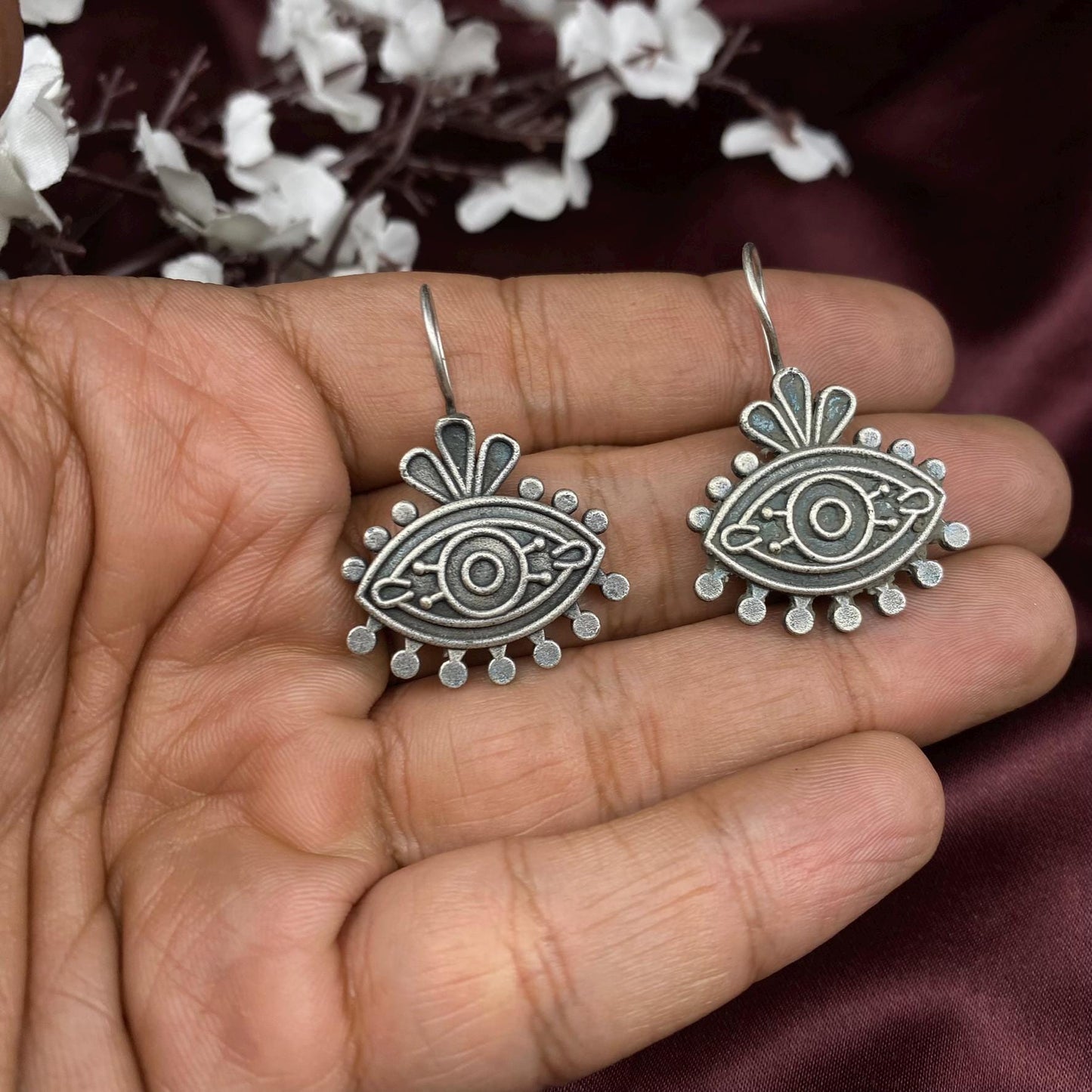 Oxidized Silver Earrings Set - Ethnic Jhumka, Evil Eye, Peacock & Pearl Danglers by Quirky Fashions | Gift pack | Customized gifts for her