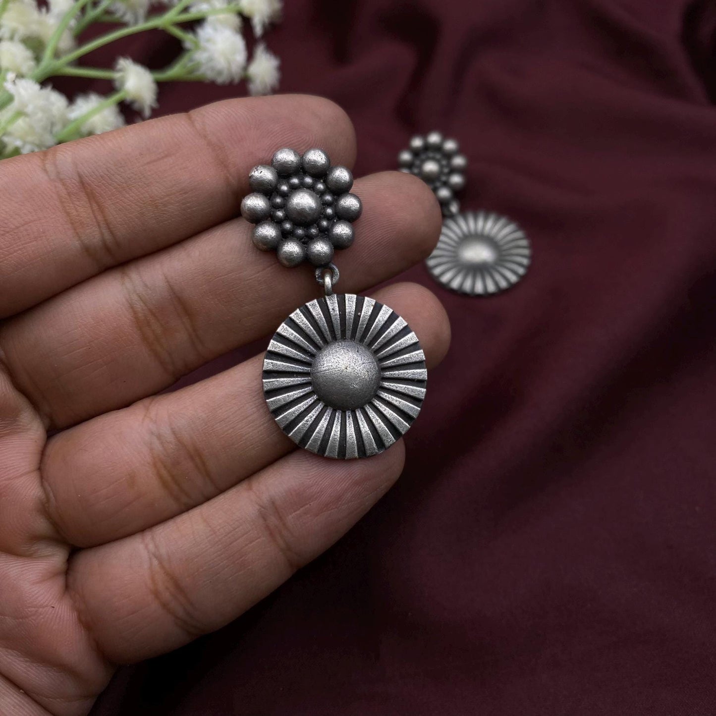 Oxidized Silver Dangle Earrings by Quirky Fashions