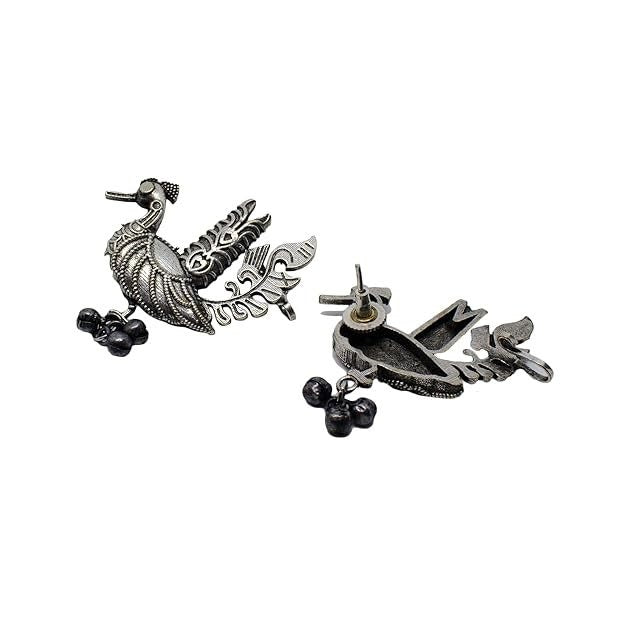 Peacock bird Indian oxidised silver earring tribal ethnic antique gift for her mother day special gift birthday & anniversary gift