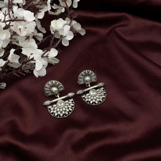 Quirky Fashions Silver Oxidized Black Polish Stud Earrings | casual wear | Daily Wear | Diwali Gifts