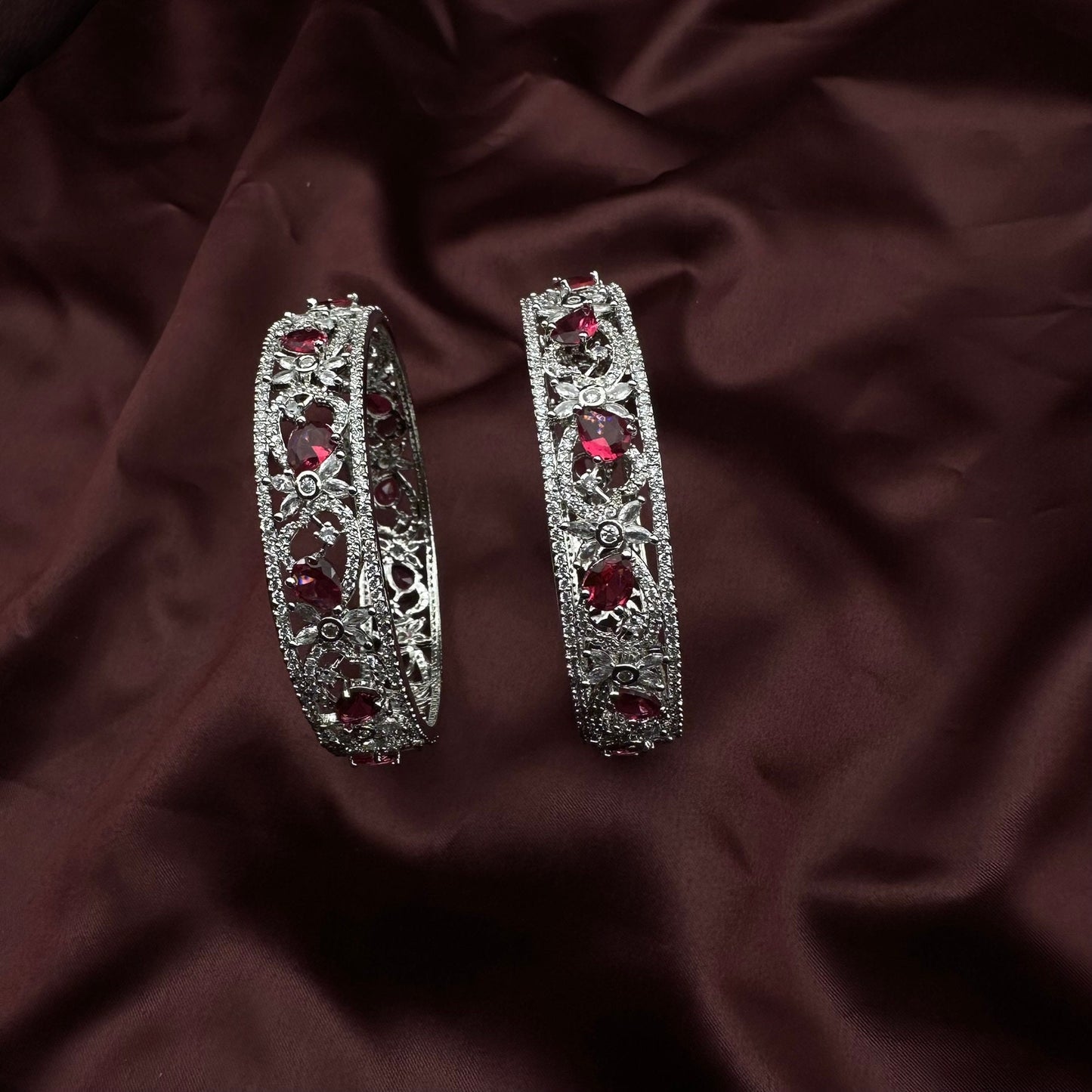 Quirky Fashions Tear-Drop Bangle, wedding wear, Date outfit, Indian wedding wear bridal jewelry, Silver Bangle American Diamond CZ Stone