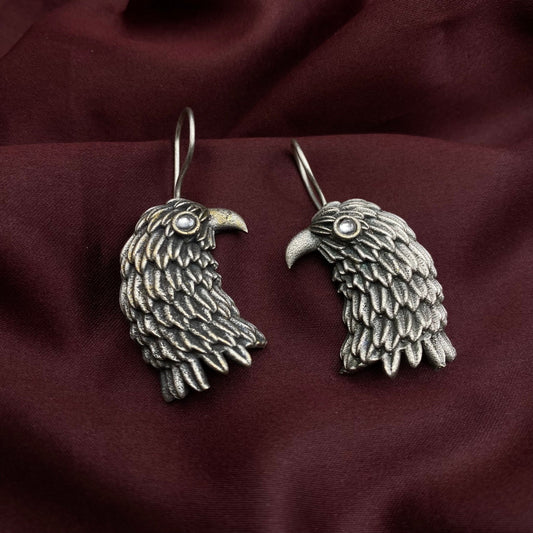 Quirky Fashions Creative Eagle hook earrings | Boho Hipie | Tribal wear | Halloween Accessories | Oxidised Earrings | Antique Silver