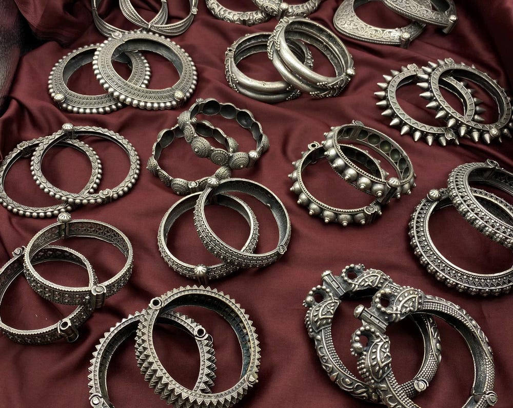Oxidized Silver Bangles